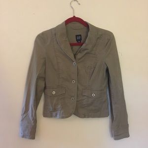 gap cropped military style green blazer